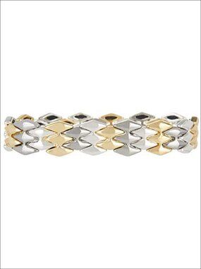 Stretch Bangle Bracelet Tri Tone Layered Stackable Fashion Jewelry